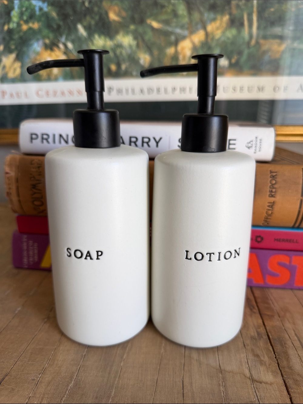 Hearth & Hand White Ceramic Soap & Lotion Bottles with Black Pumps